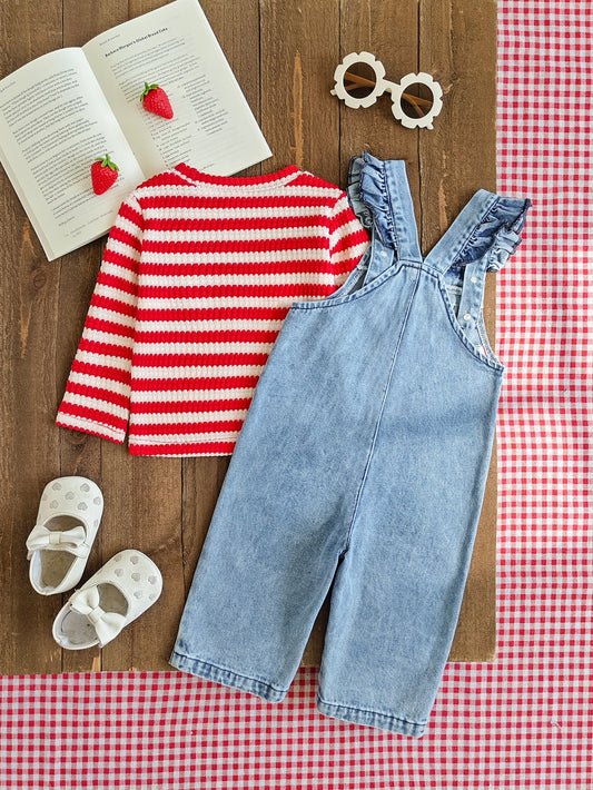 Kids 2pcs/Set Baby Girl Spring/Autumn Red, White & Light Blue Color