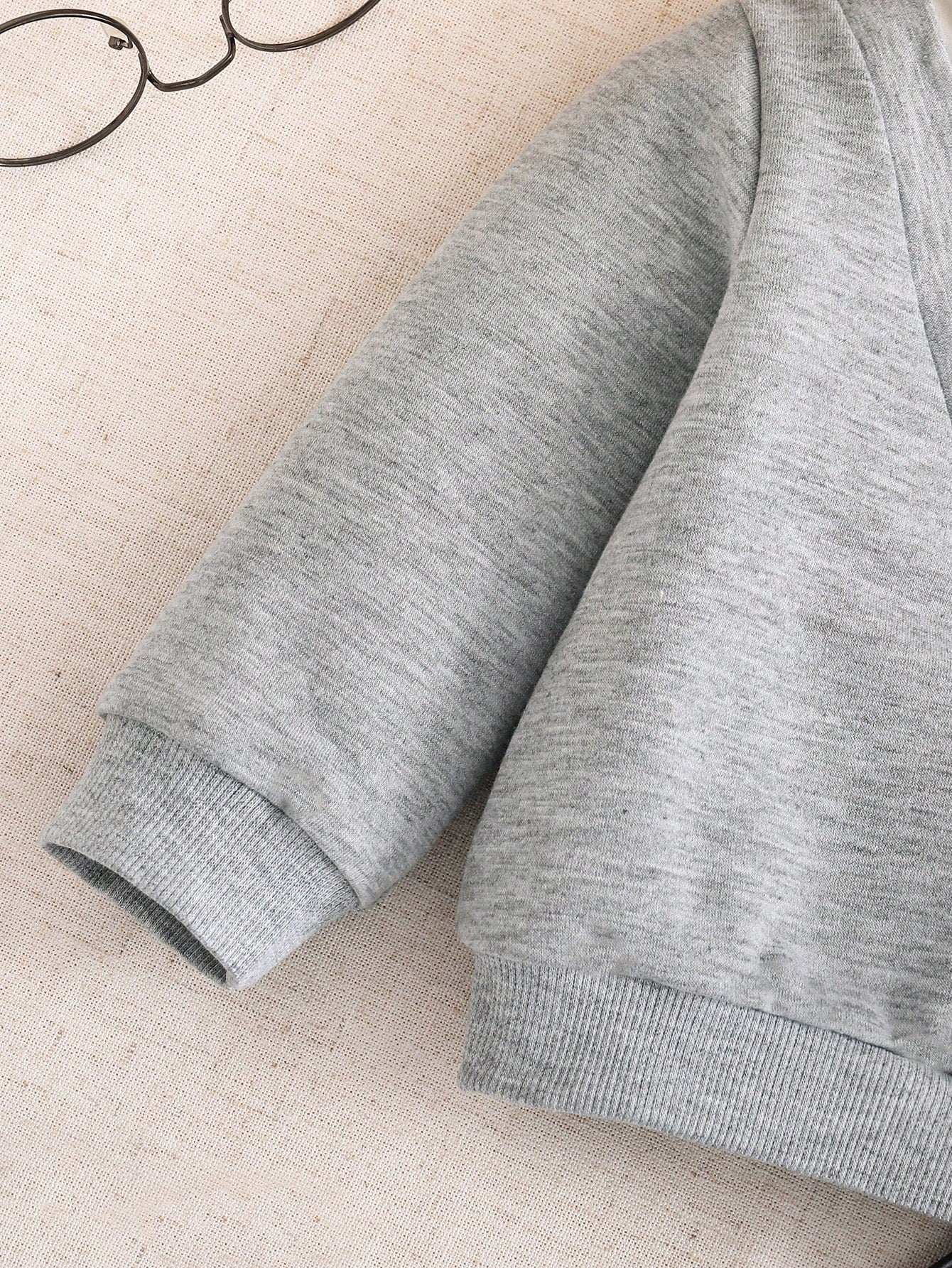 2 In 1 Knit Contrast Color Turn Collar Long Sleeve Sweatshirt Set