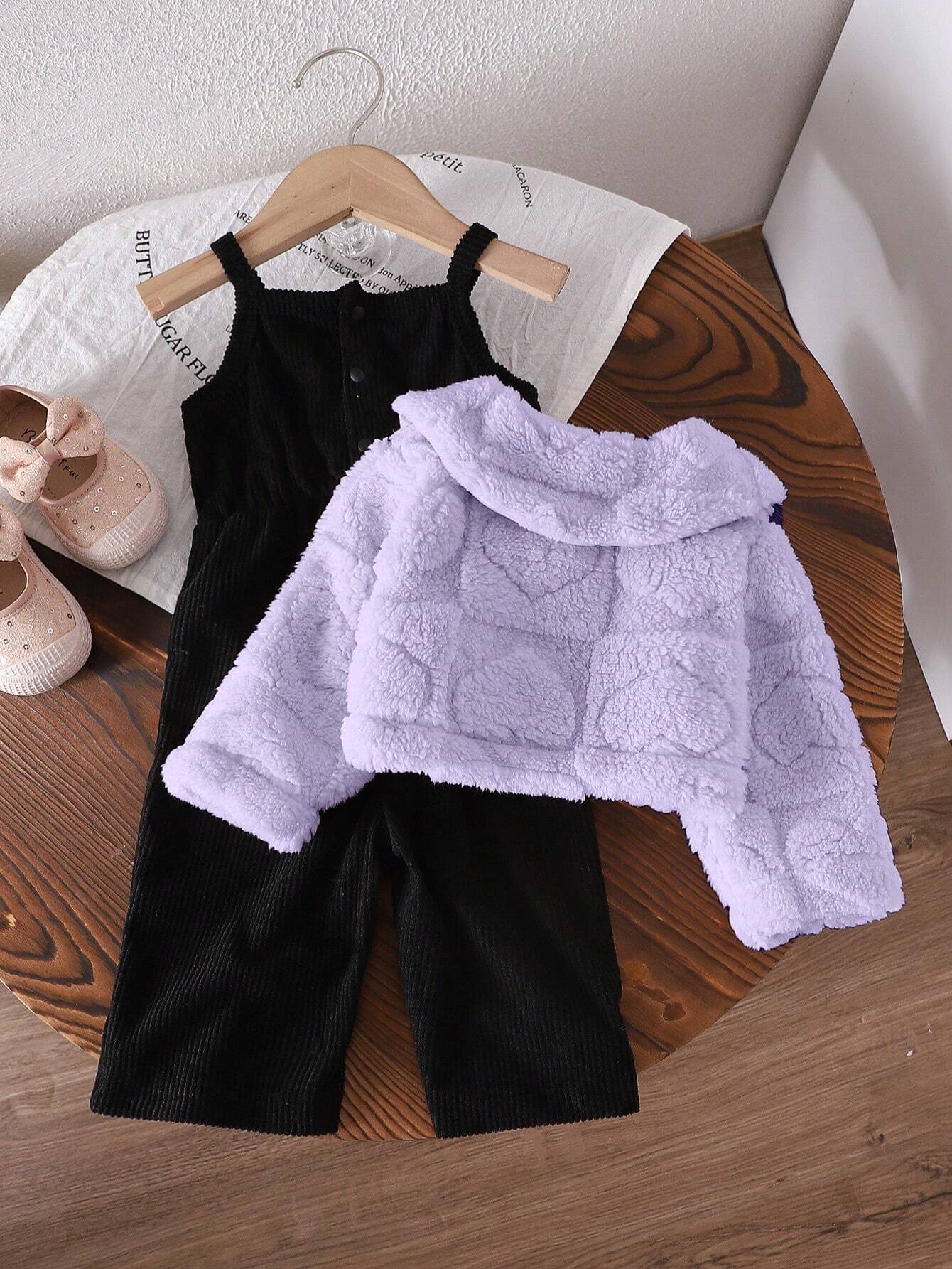 Casual Thicken Fleece Plaid Jacquard Jumpsuit Set