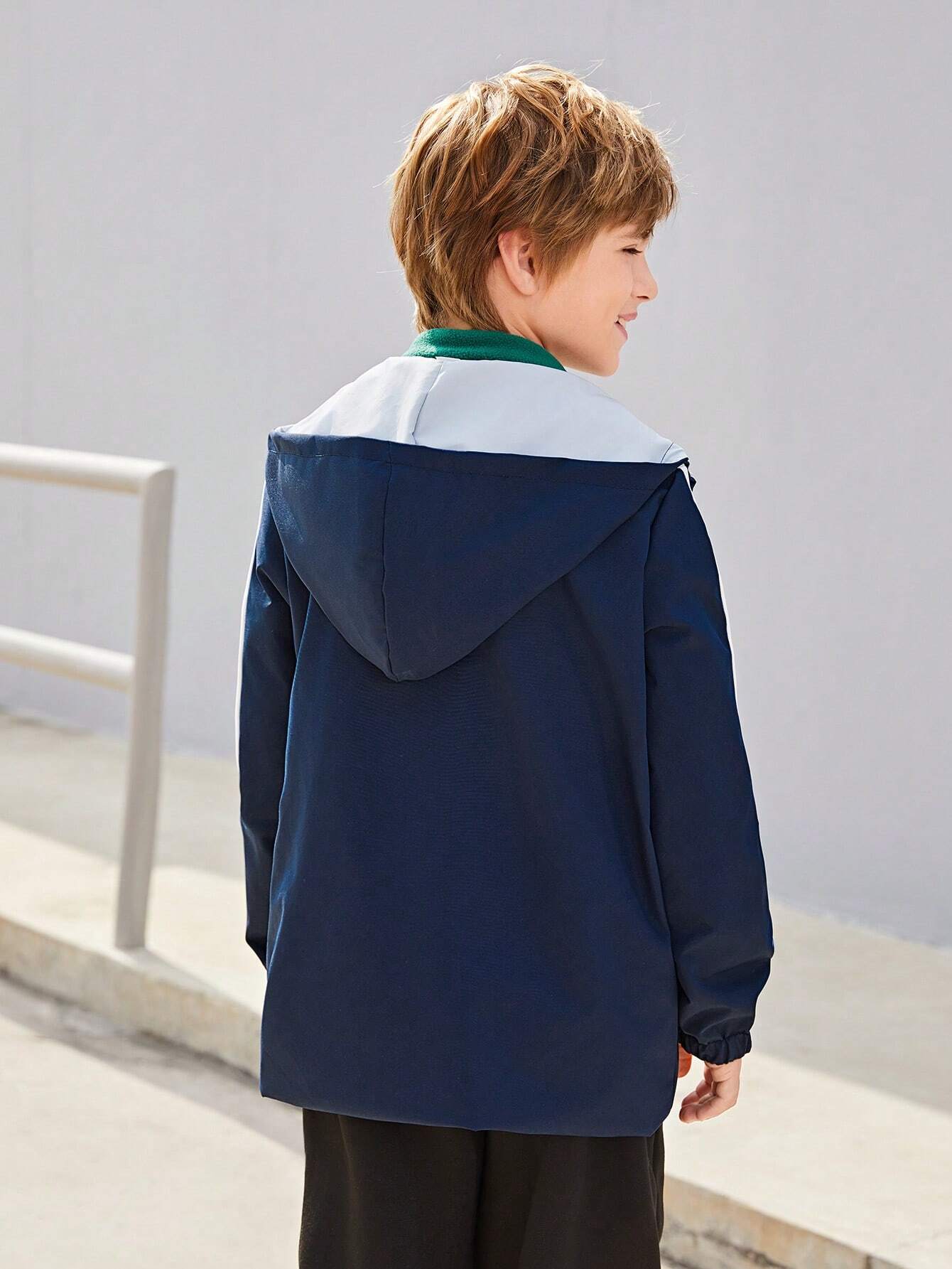 2pcs Boys' Set: Jacket + Vest Combination, Multi-Color Patchwork