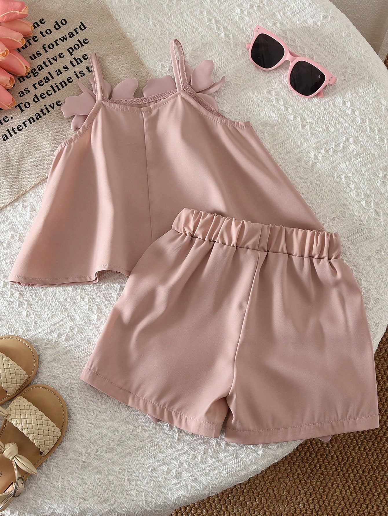 3D Floral Camisole Top And Shorts Summer Fashion Outfit