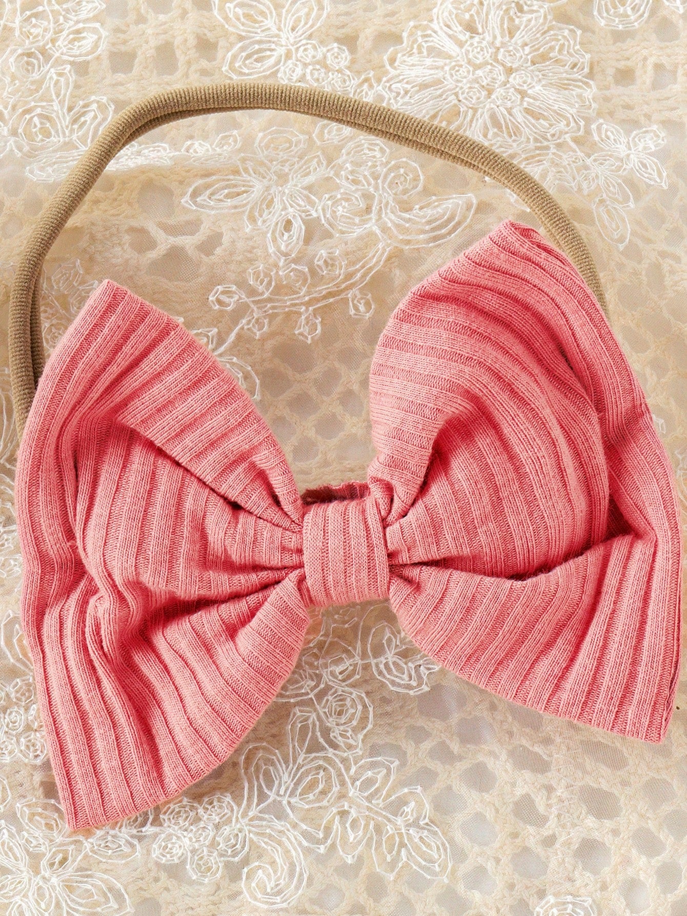 Solid Color Hollow Lace Tassel Trim Bodysuit And Headband Set