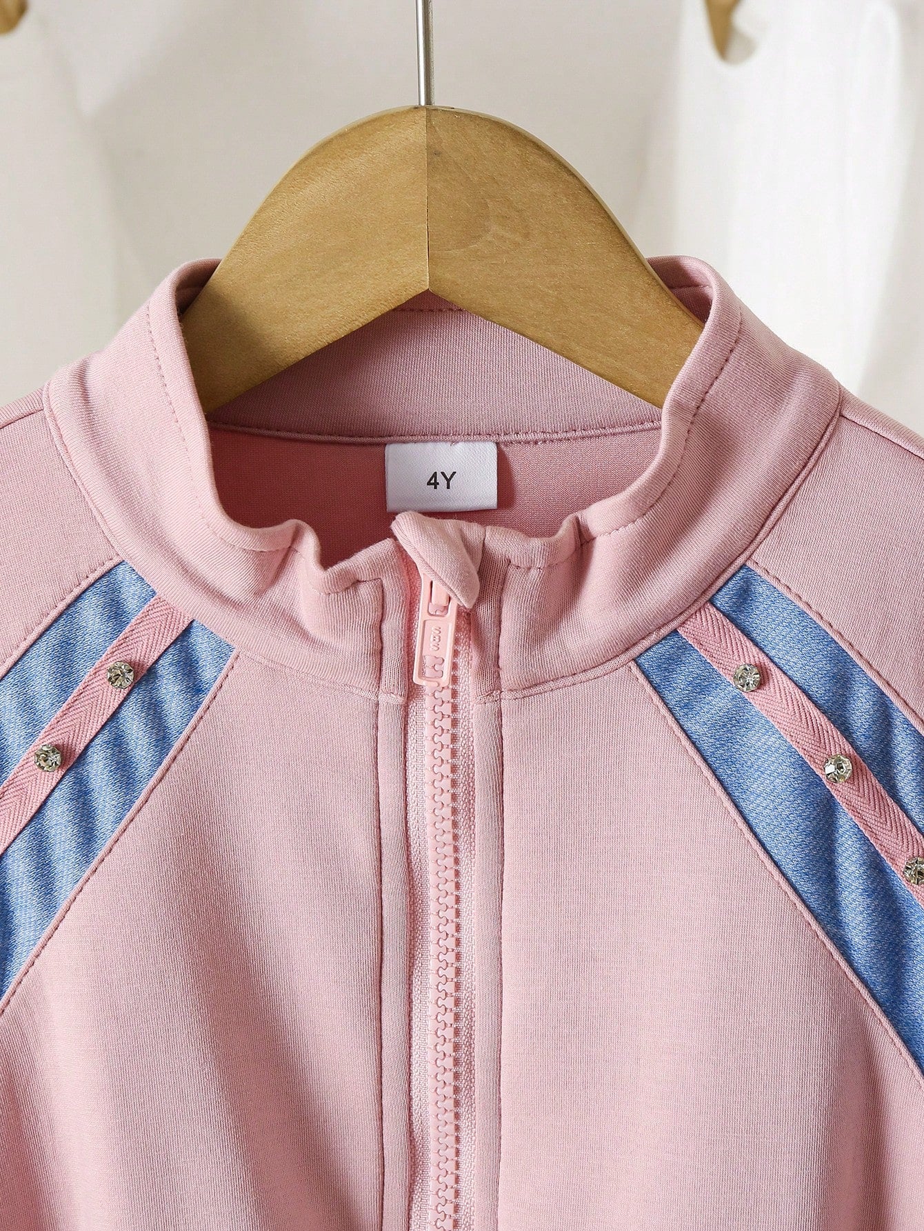 Fashionable Girls Casual Zip-Up Color Block Hoodie + Color Block Pants Set
