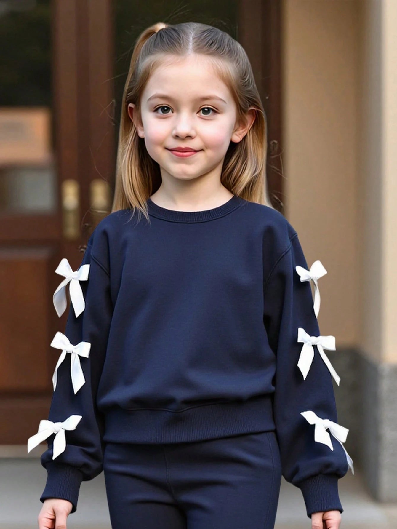 2pcs/Set Girls Casual Sweatshirt & Flare Pants Set