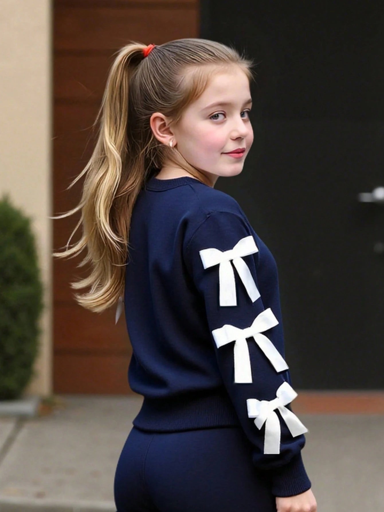 2pcs/Set Girls Casual Sweatshirt & Flare Pants Set
