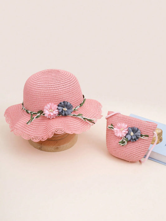 Mummy & Mee Girls' Hat & Bag Set Hot Pink 3-8Y