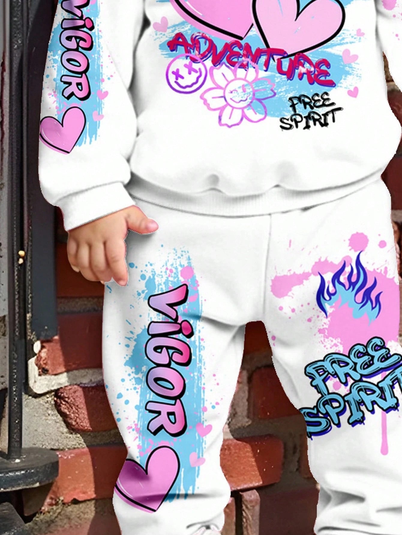 Ombre Floral Loose Fit Casual Hoodie And Sweatpants Set
