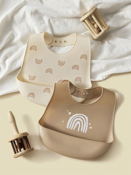 2pcs Silicone Rainbow Baby/Infant Bib Multicolor