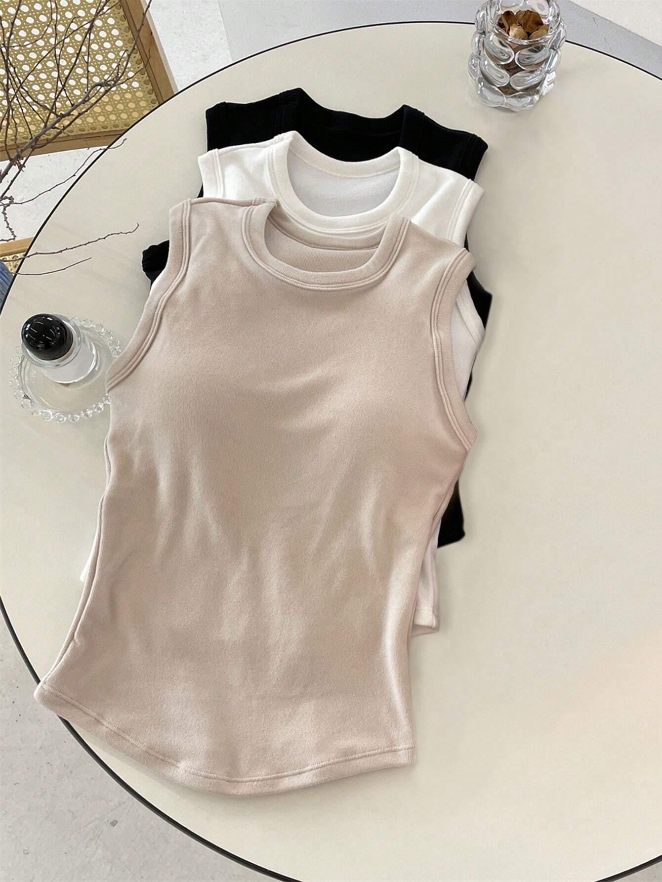 3 Packs Teen Girl Minimalist Leisure Inner Wear Camisole Multicolor