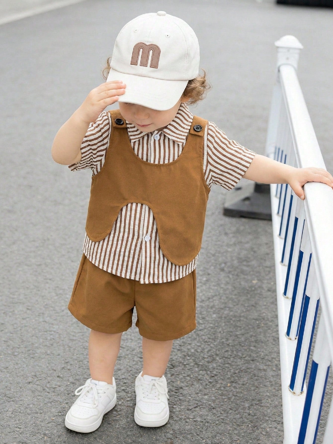 3pcs Baby Boy Polka Dot Striped Shirt and Shorts