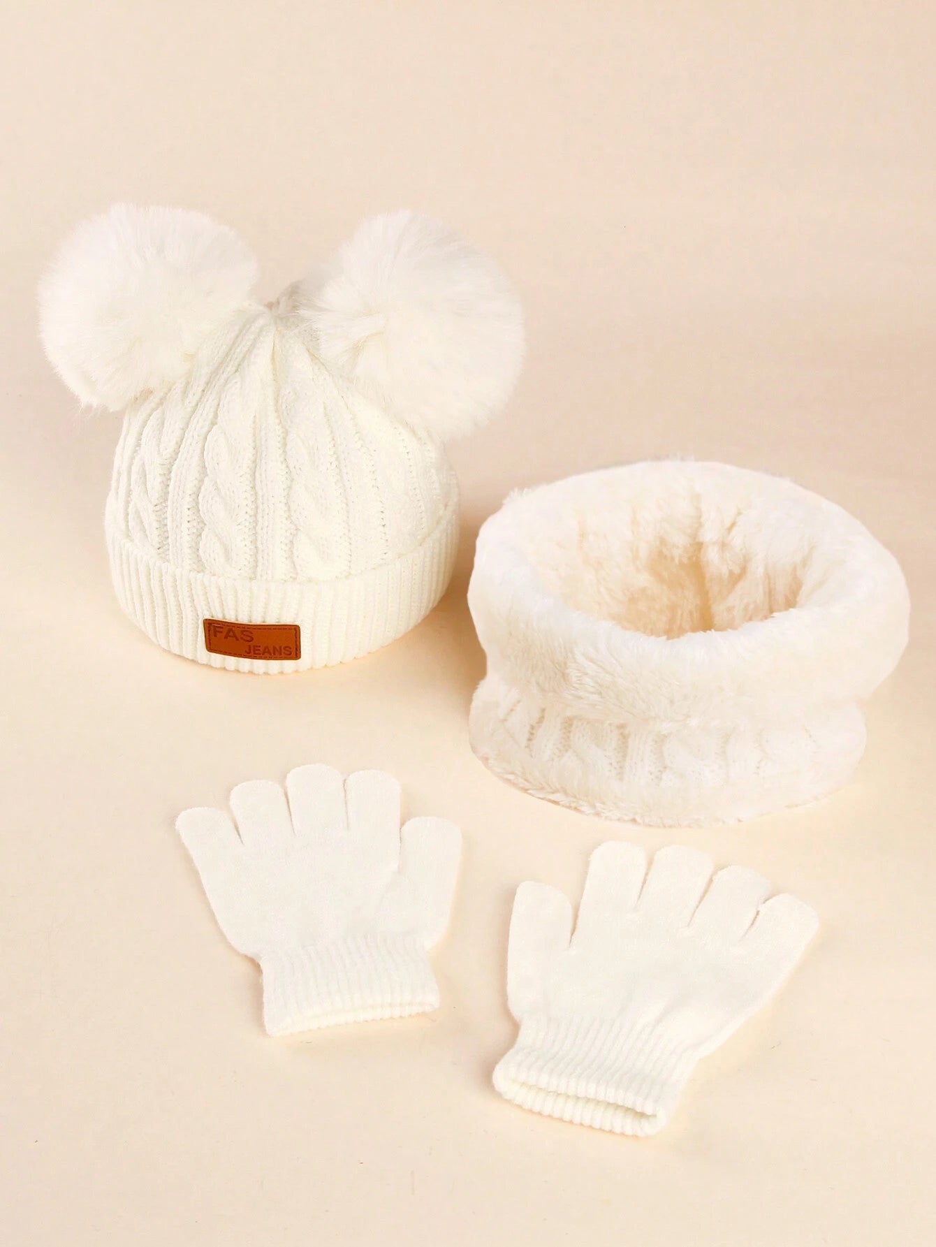 3pcs Kids Winter Knitted Hat, Scarf And Gloves Set