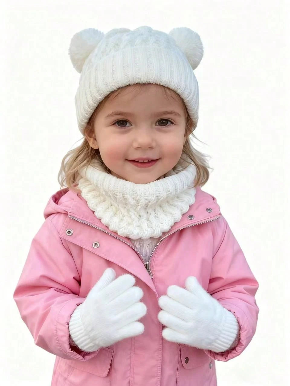 3pcs Kids Winter Knitted Hat, Scarf And Gloves Set
