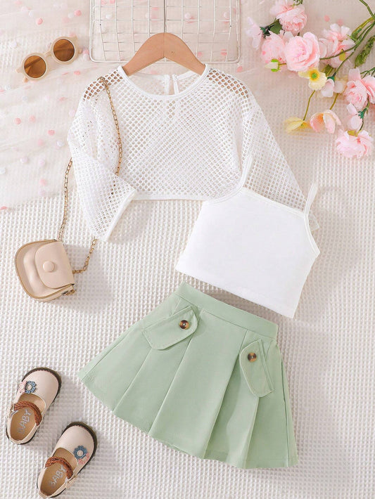 3pcs/Set Young Girl Fashionable Sweet Back To School Outfits