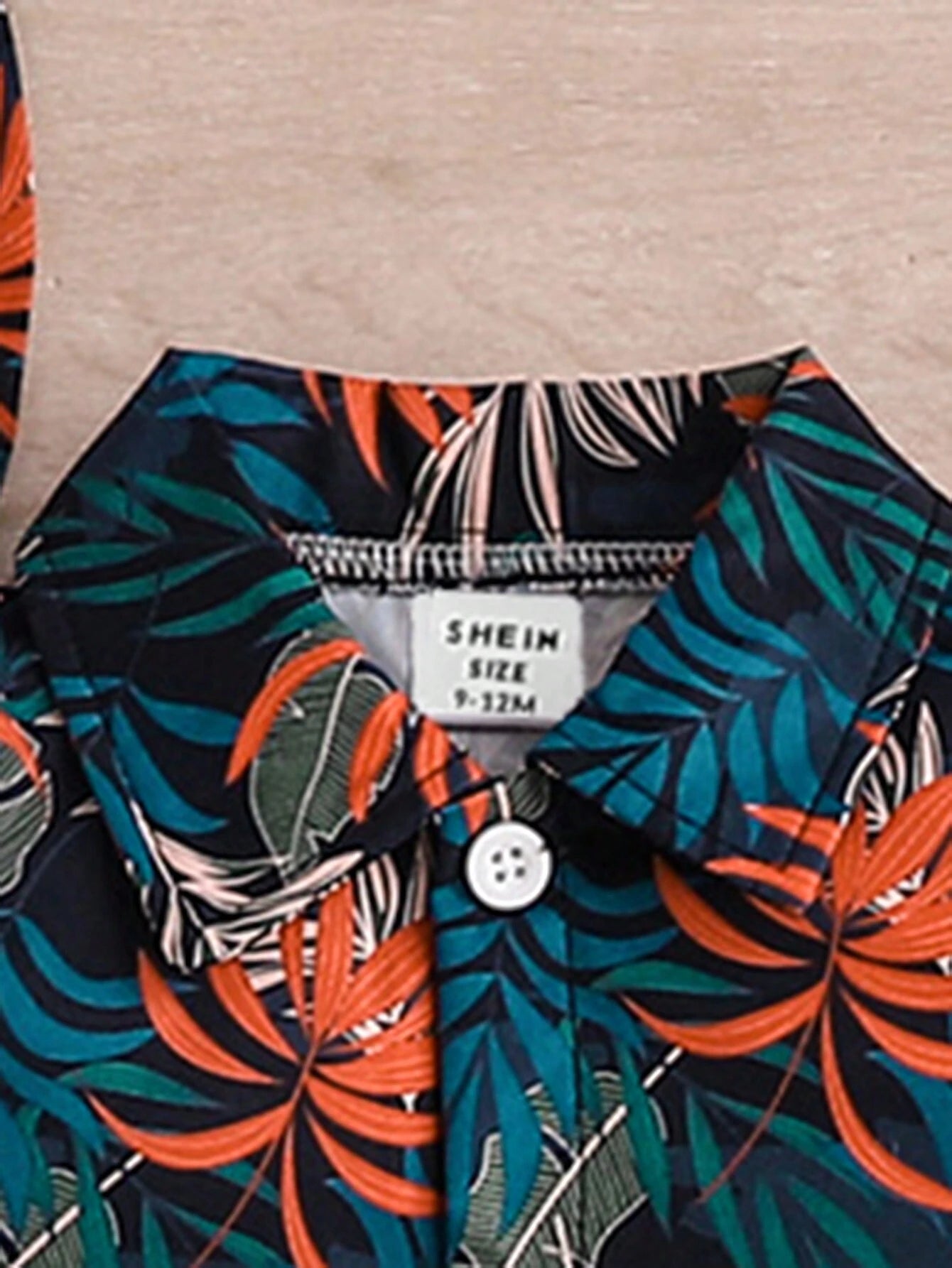 Baby Boys' Fashionable Tropical Plant/Flower Pattern Printed Shirt Collared Top And Short