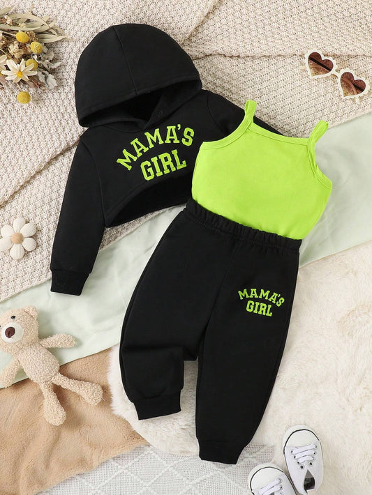 Set Baby Girl Casual Sports Simple Design Sweatshirt Set-S