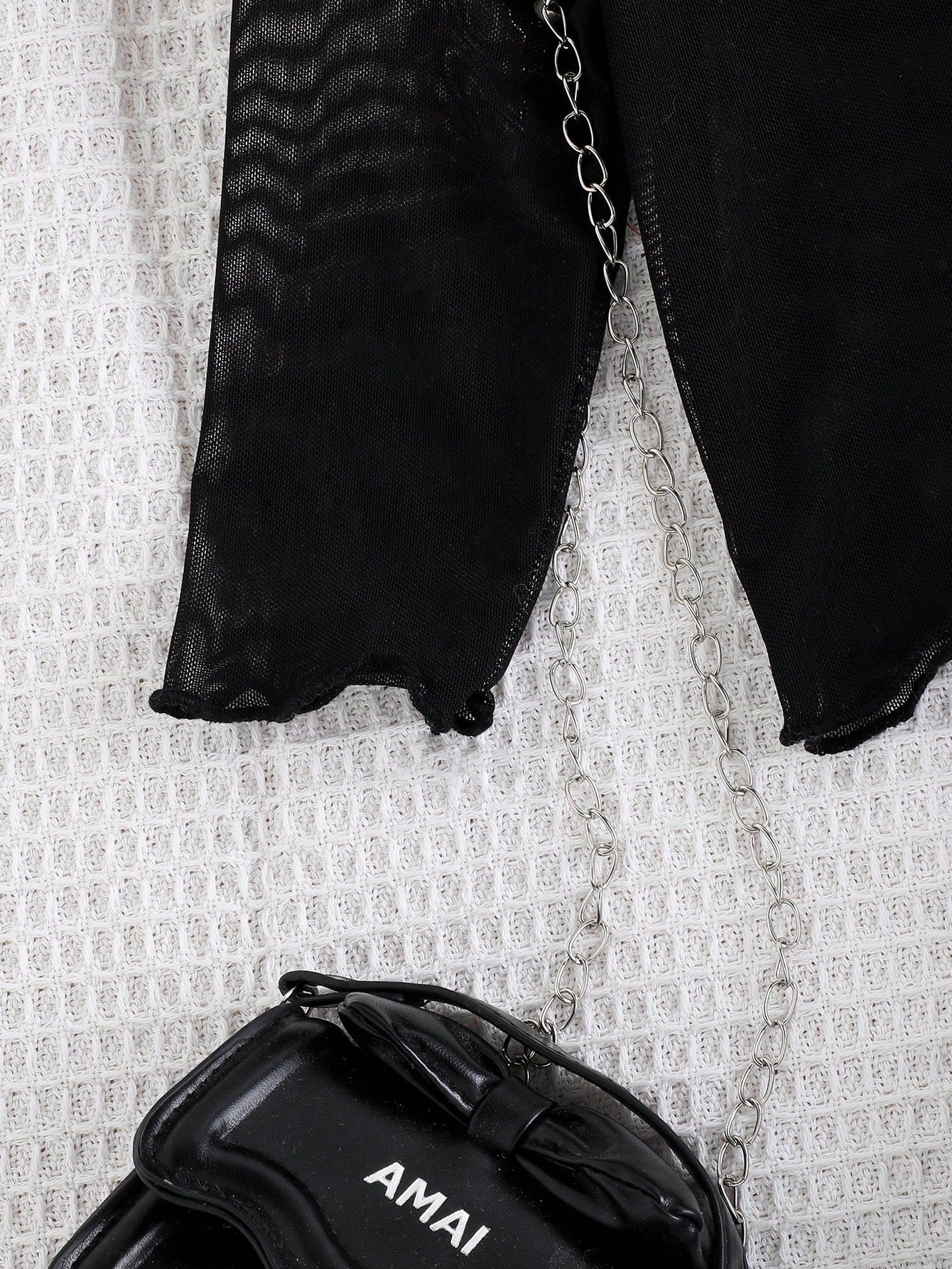 Baby Girl Retro Mesh Top, Matching Black Camisole, And Denim Pants