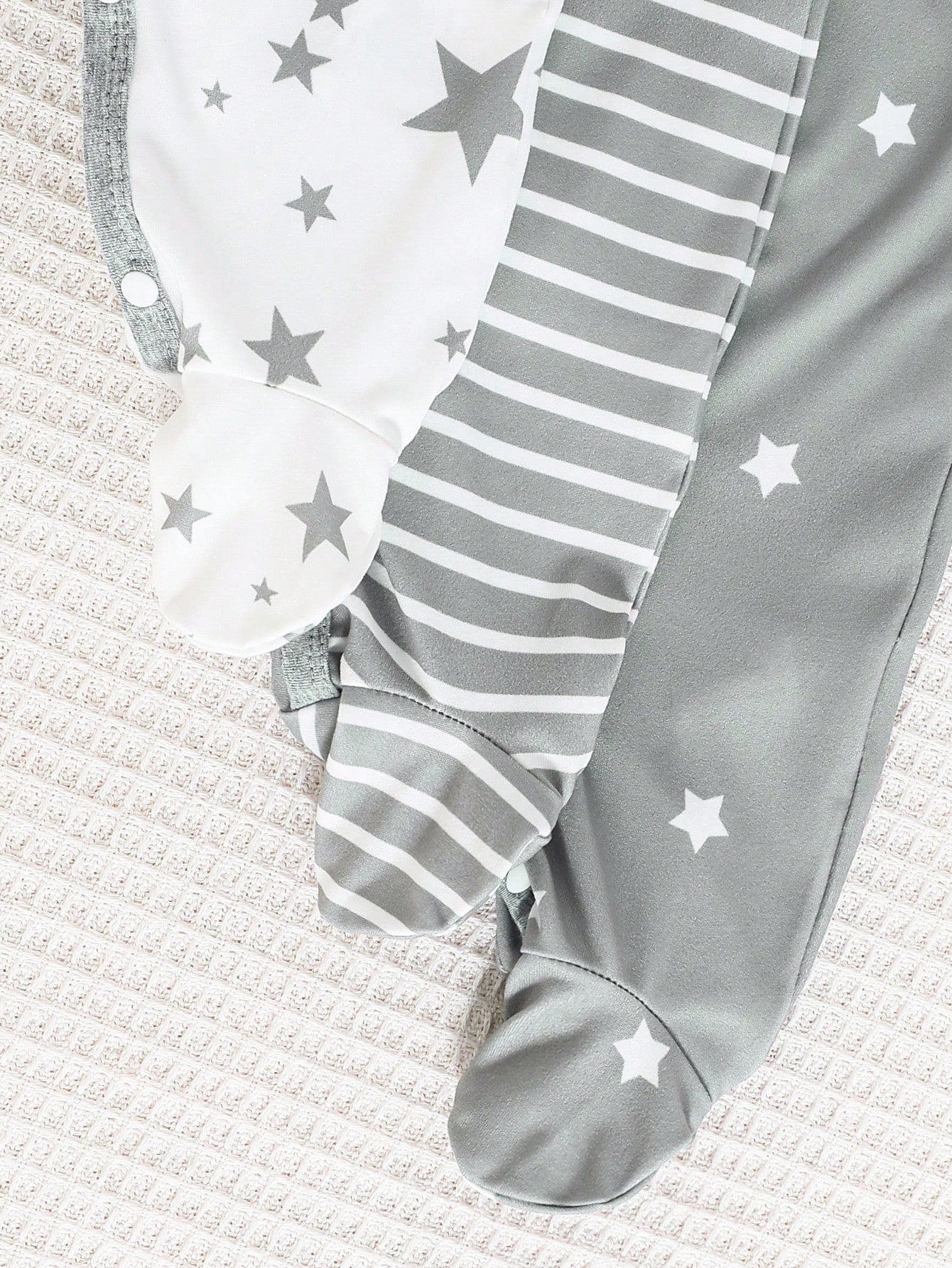3-Piece Set Star Print Footie Jumpsuit