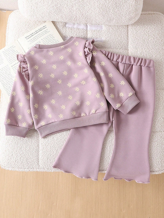 Baby Girl Apricot Long Sleeve Top & Pants Matching Outfit