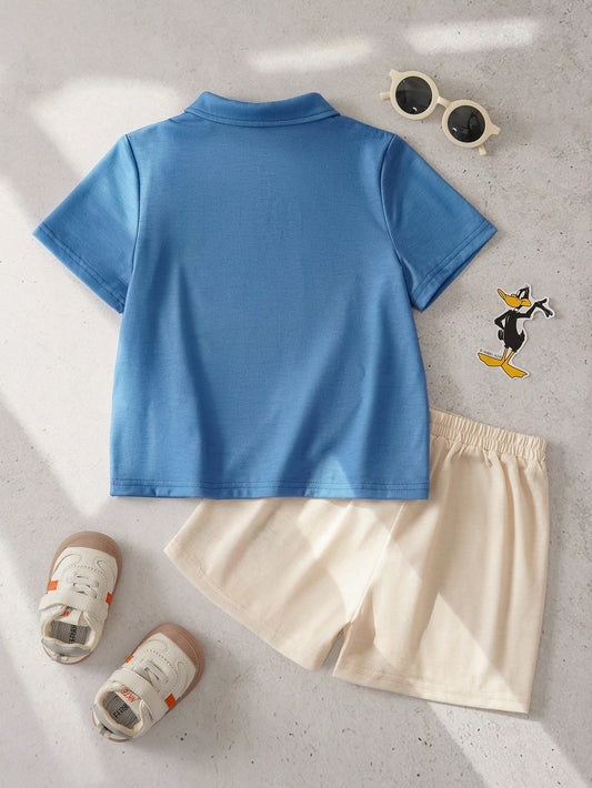 Young Boy Looney Tunes Cartoon Print T-Shirt And Shorts Set