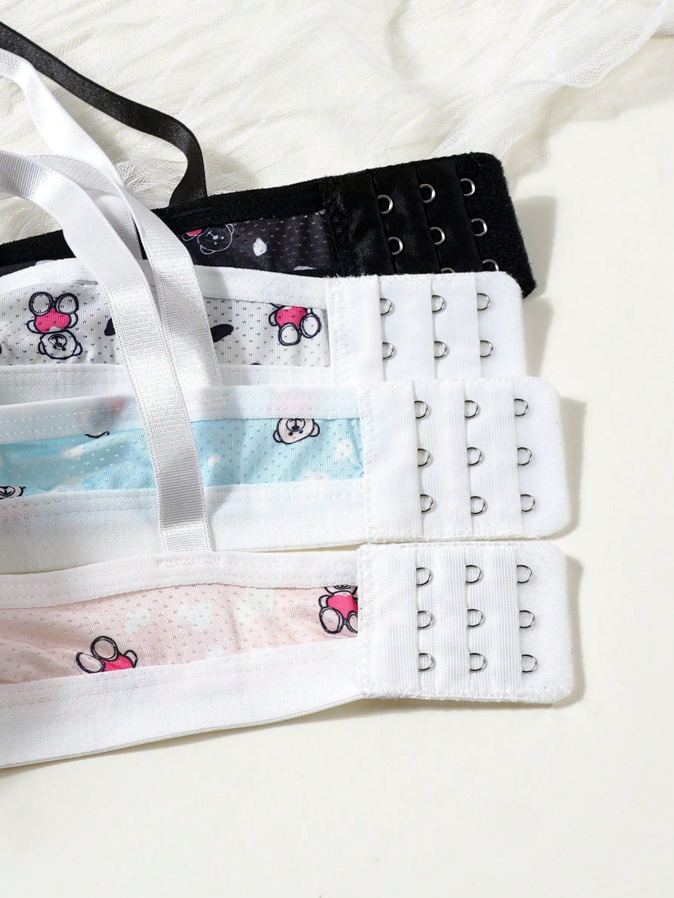 4PCS Girls Teenagers Bear Print Bra, Girls Triangle Cup Bra