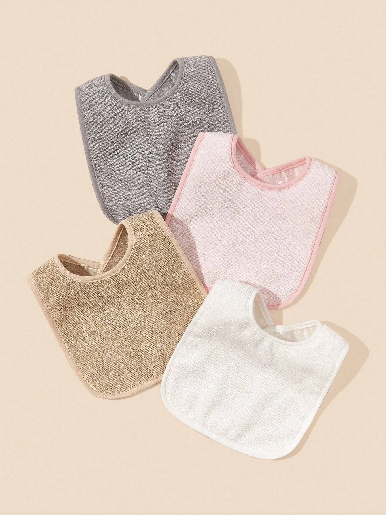4pcs Baby Plain Bib Multicolor One-Size