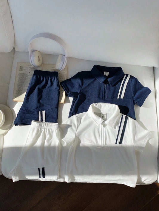 Lapel Short-Sleeved Cardigan Top And Shorts Four-Piece Set