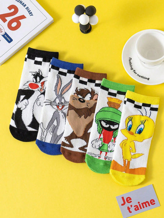 5 Pairs Kids Funny Rabbit & Cockatiel Pattern Short Socks