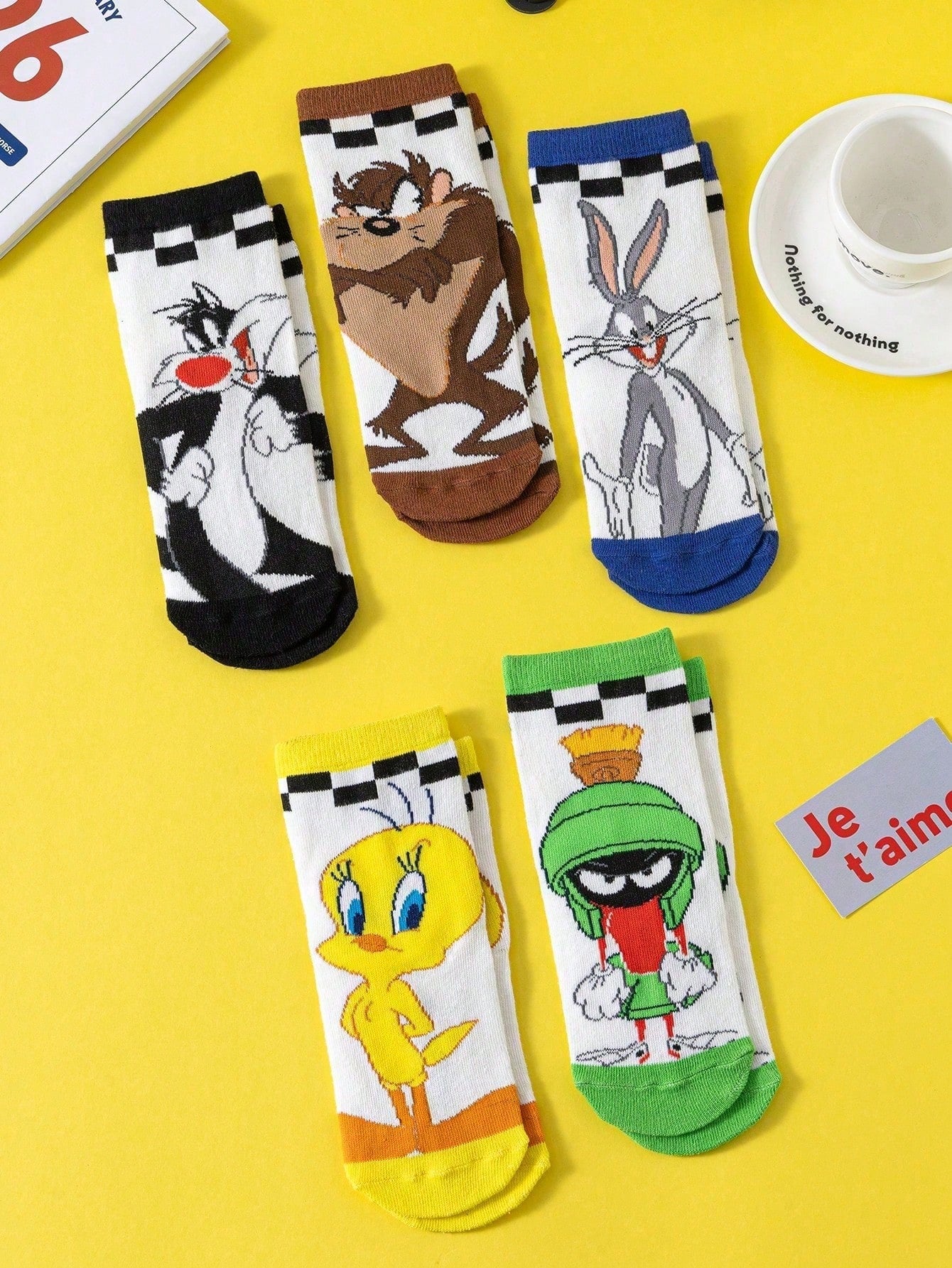 5 Pairs Kids Funny Rabbit & Cockatiel Pattern Short Socks