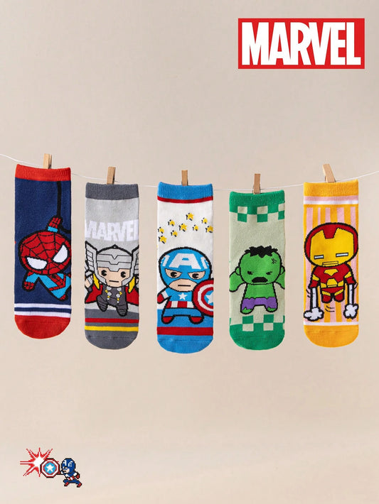 5 Pairs Kids Socks, Super Hero Series, Girls' Crew Socks