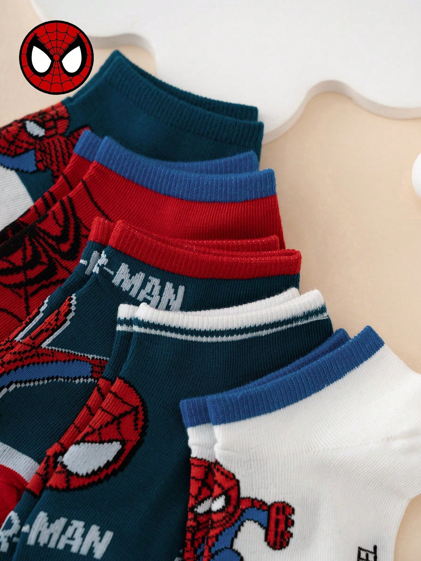 5 Pairs Marvel Socks Series Spider-Man Letter Pattern Cartoon Kids Socks