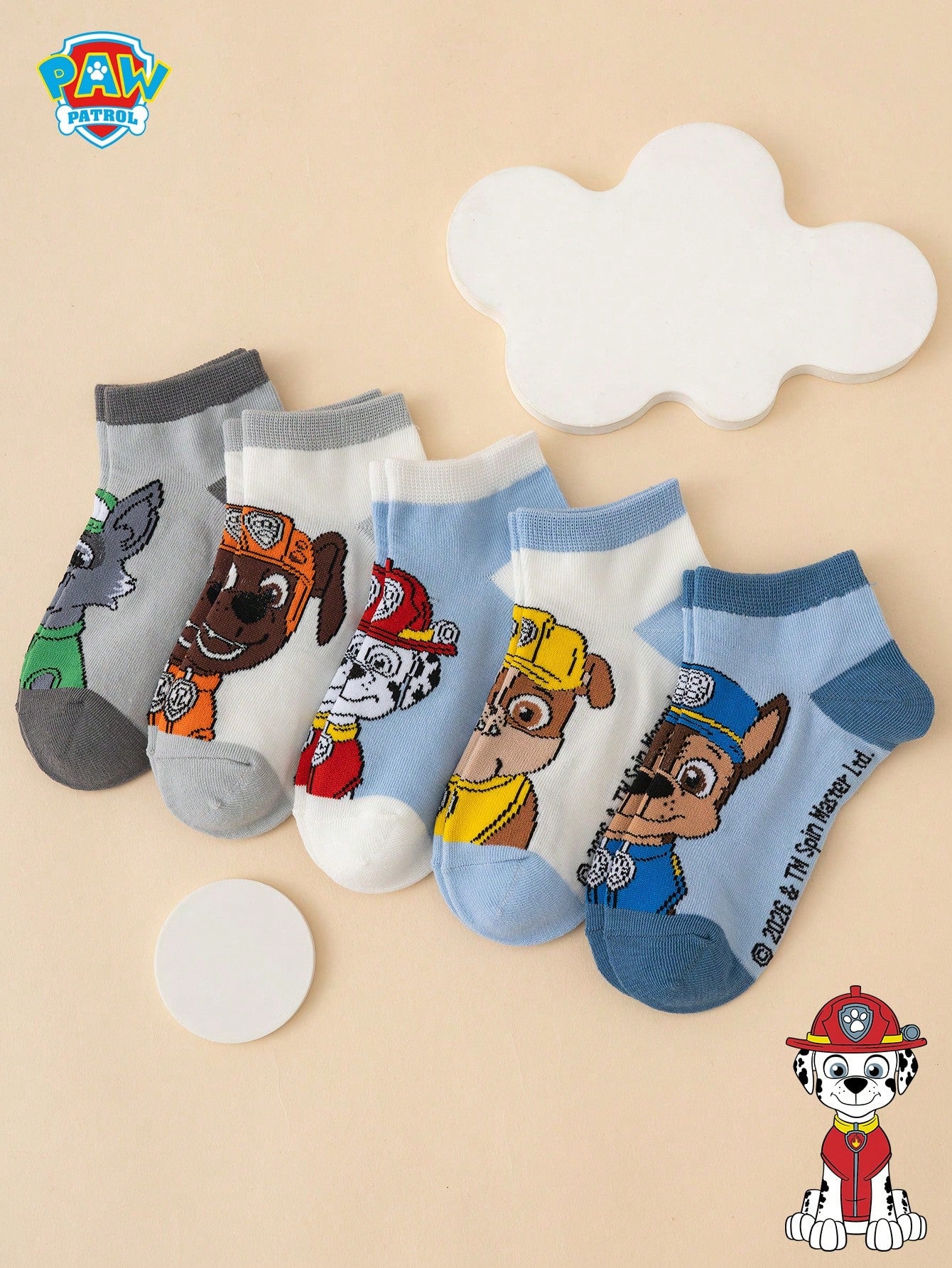 5 Pairs Paw Patrol Series Authentic Archie Socks