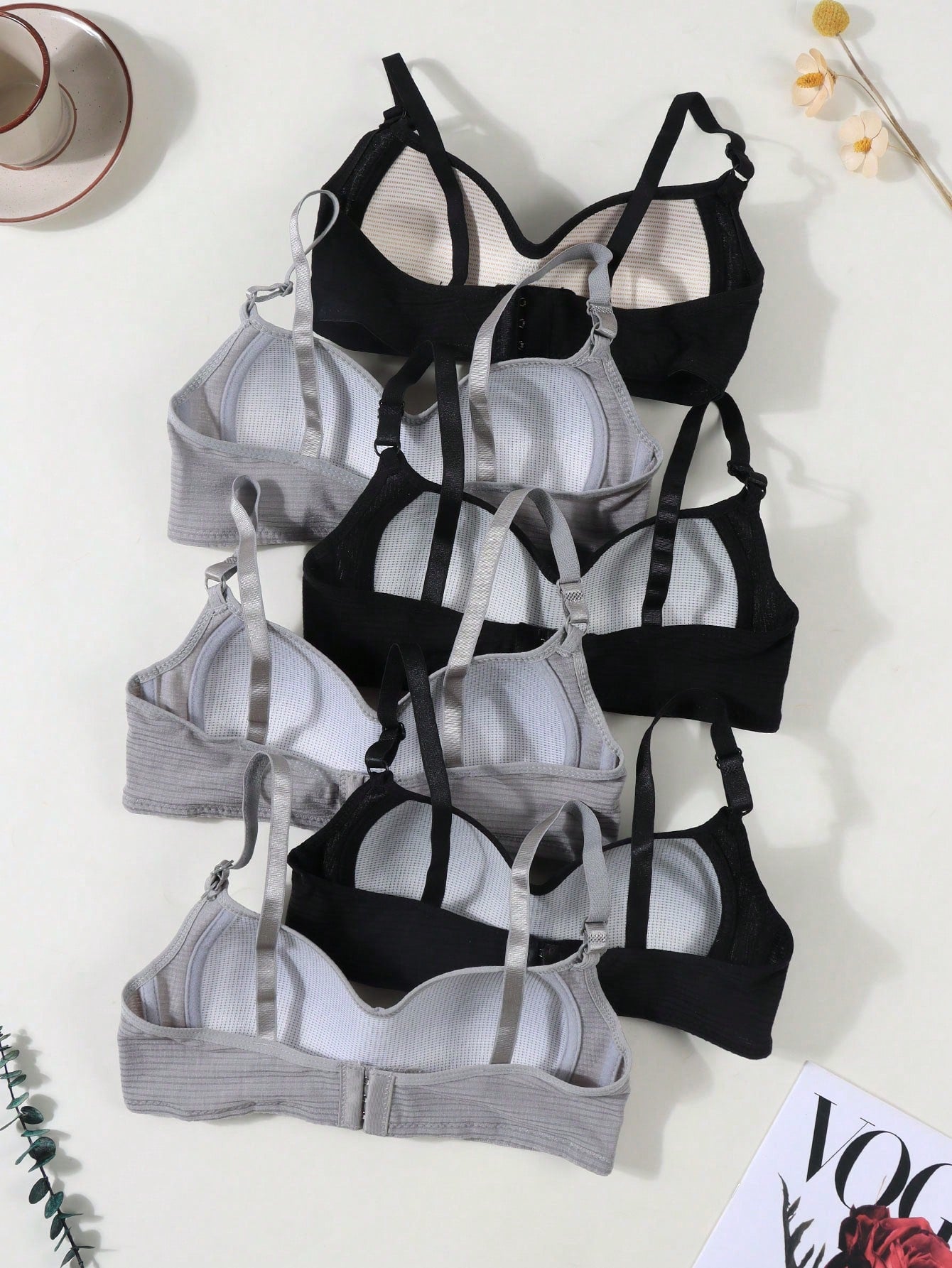 6PCS Girls Teen Ribbed Underwear Comfortable Simple Girly Bras