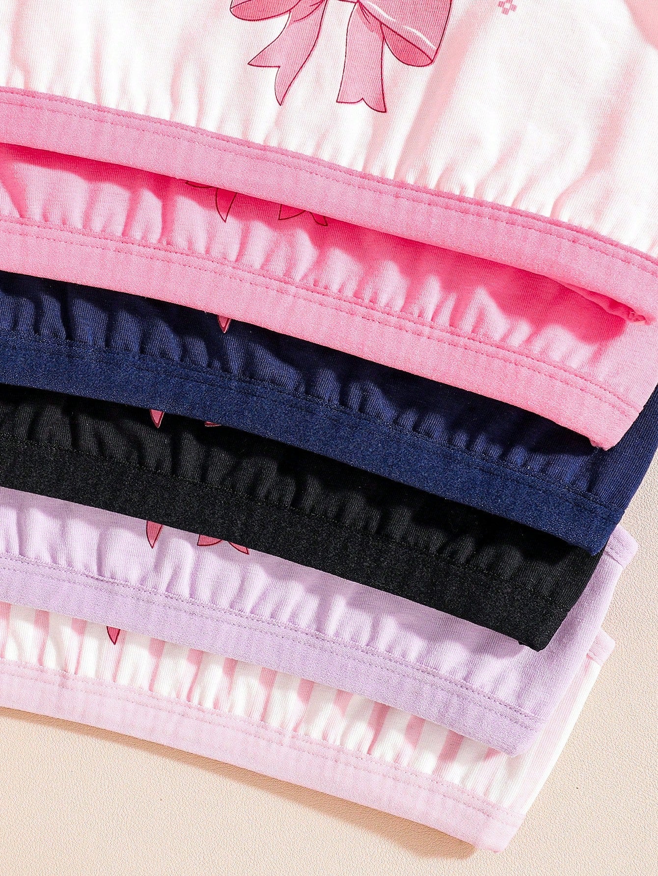 6pcs Set Tween Girl Kawaii Heart Bow Print Cotton Camisole