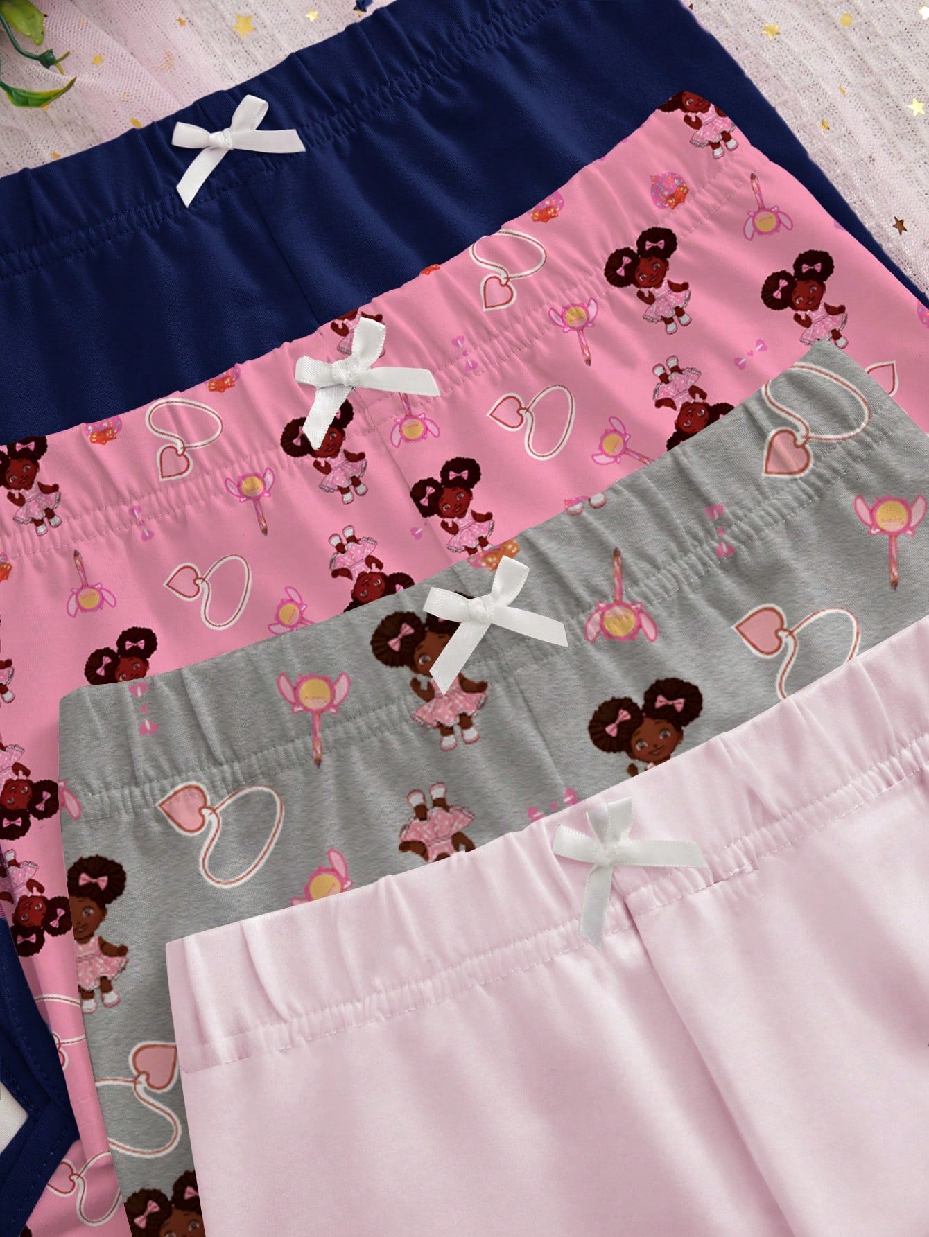 8pcs/Set Girls' Cartoon Printed Cami Tops And Undergarment Set