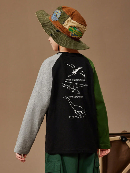 Tween Boys' Long Sleeve Contrast Color Running Sports Base Layer Top-S 5Y