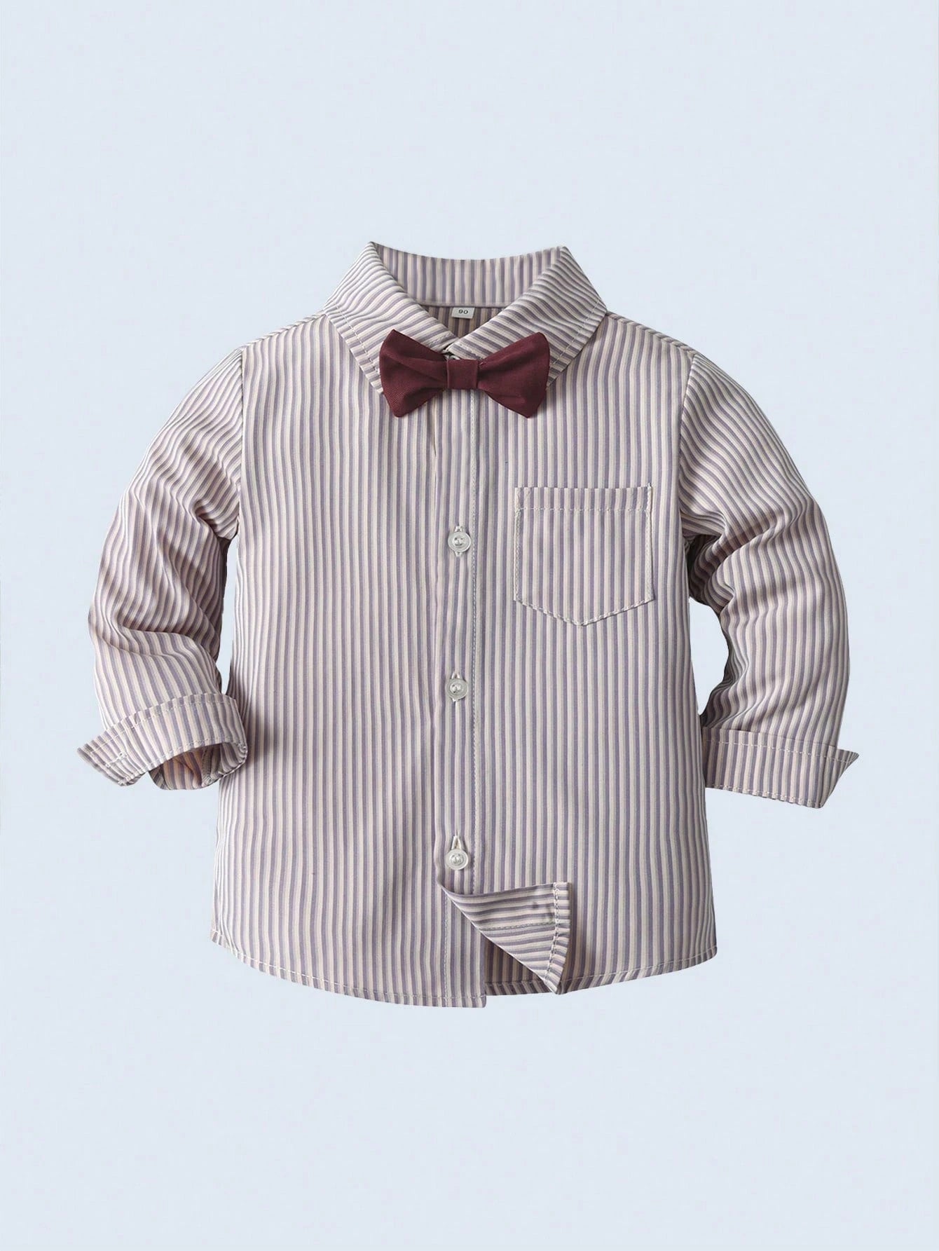 White Shirt With Bowknot & Suspender Pants Set