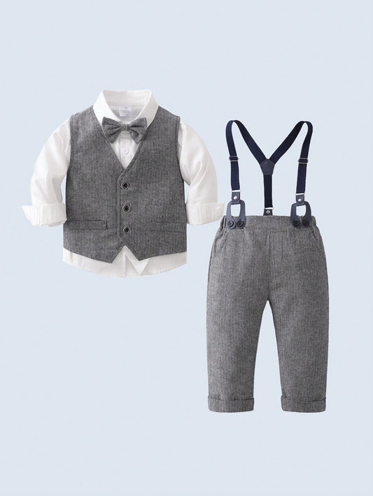 Baby Boys' Gentleman 3-Piece Set, Including White Collared Shirt With Bow Tie 12-18M