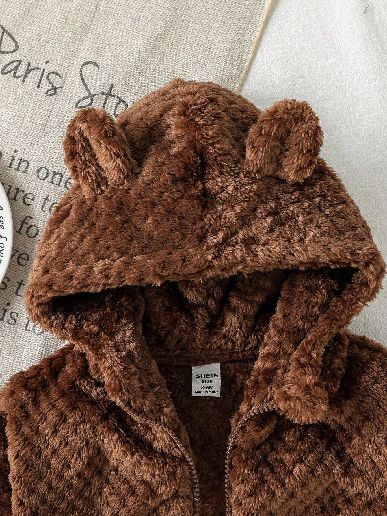 Baby Boy Cute 3D Animal Ear Hooded Double Layer Plush Casual Jacket