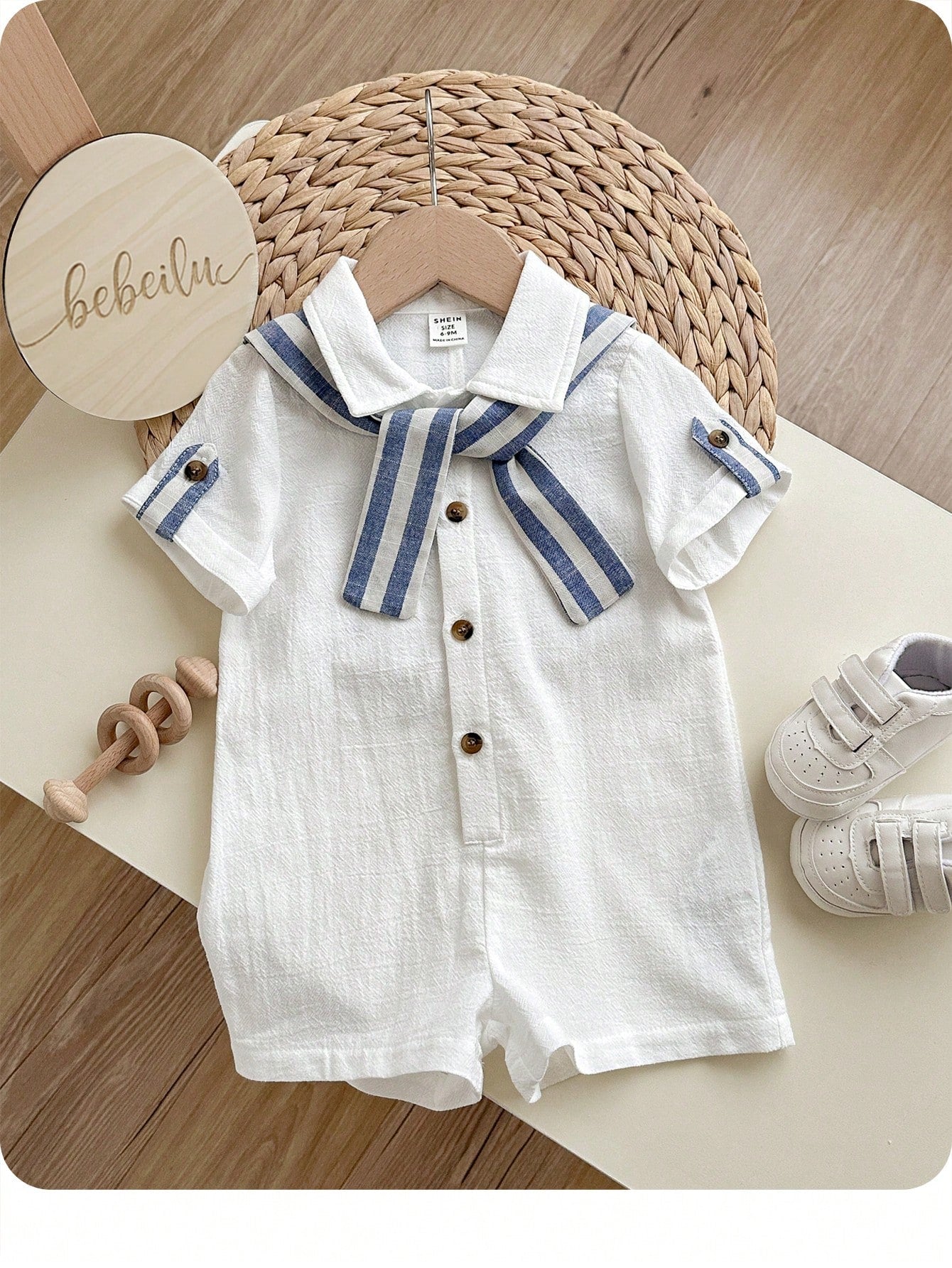 Baby Boy Casual Textured White Short Sleeve Shirt