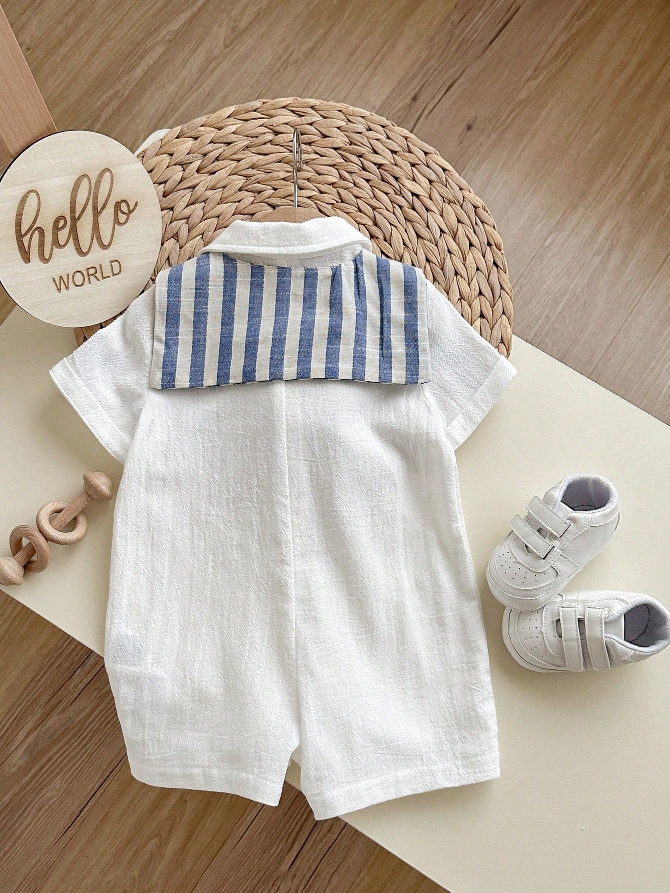 Baby Boy Casual Textured White Short Sleeve Shirt
