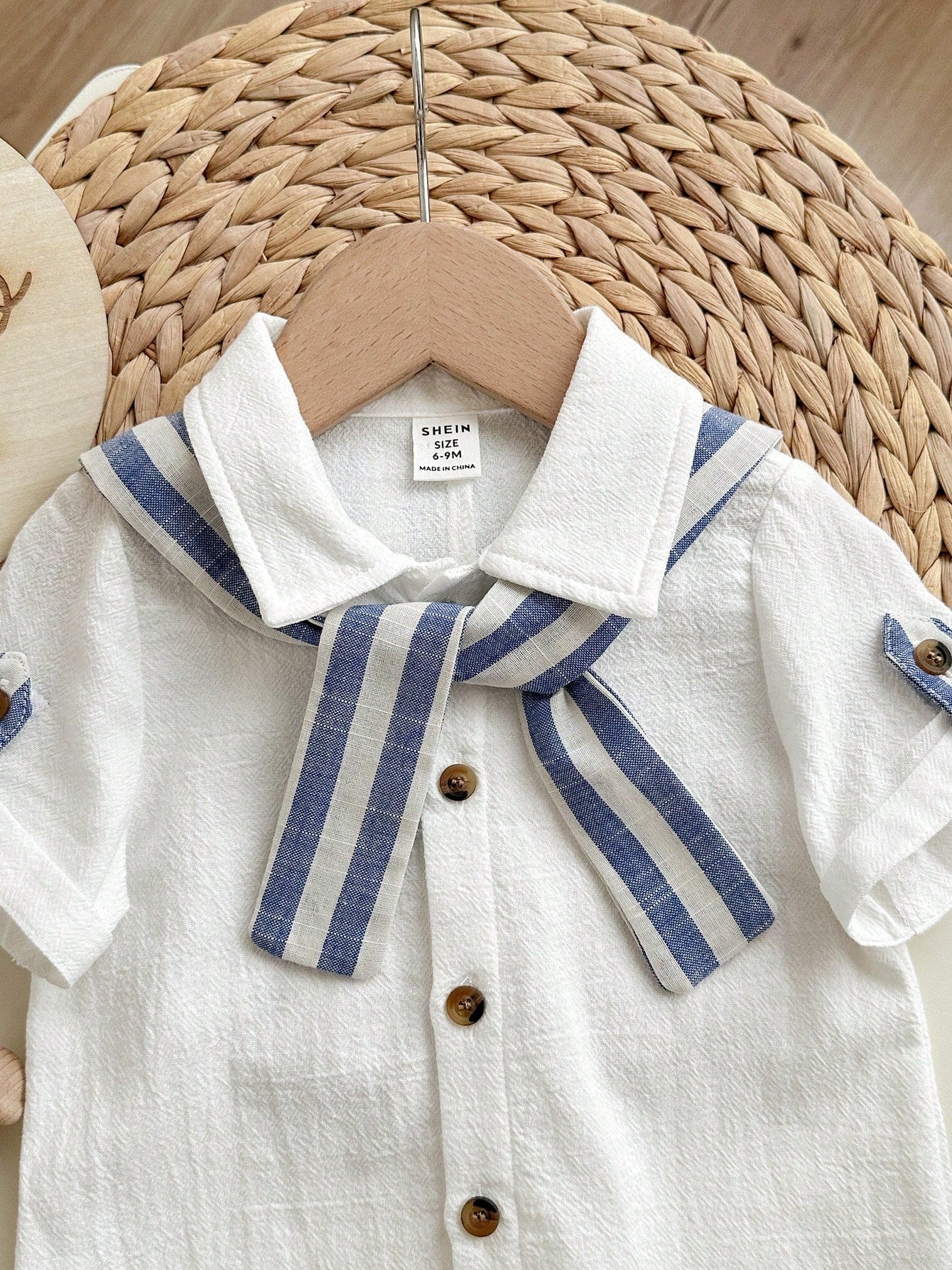 Baby Boy Casual Textured White Short Sleeve Shirt