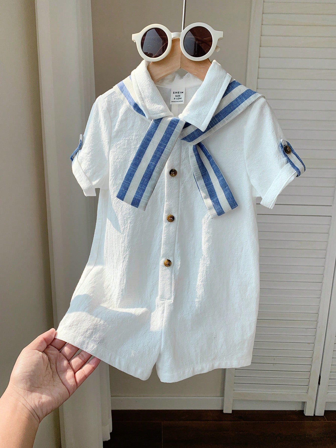Baby Boy Casual Textured White Short Sleeve Shirt