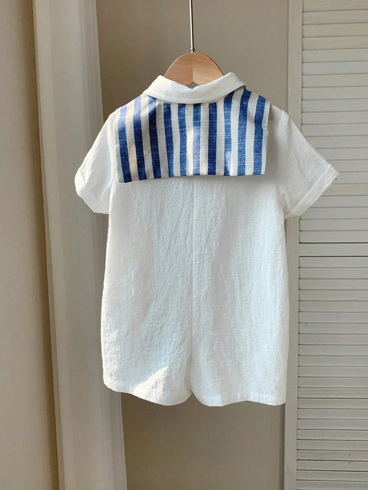 Baby Boy Casual Textured White Short Sleeve Shirt