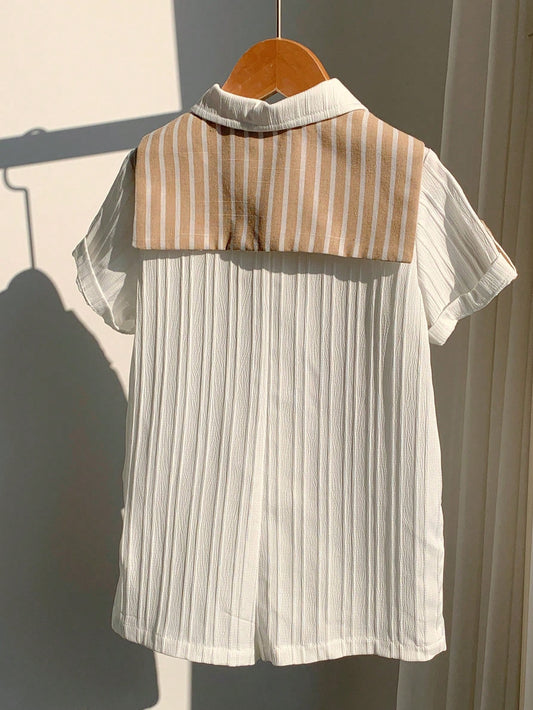 Baby Boy Casual Textured White Short Sleeve Shirt