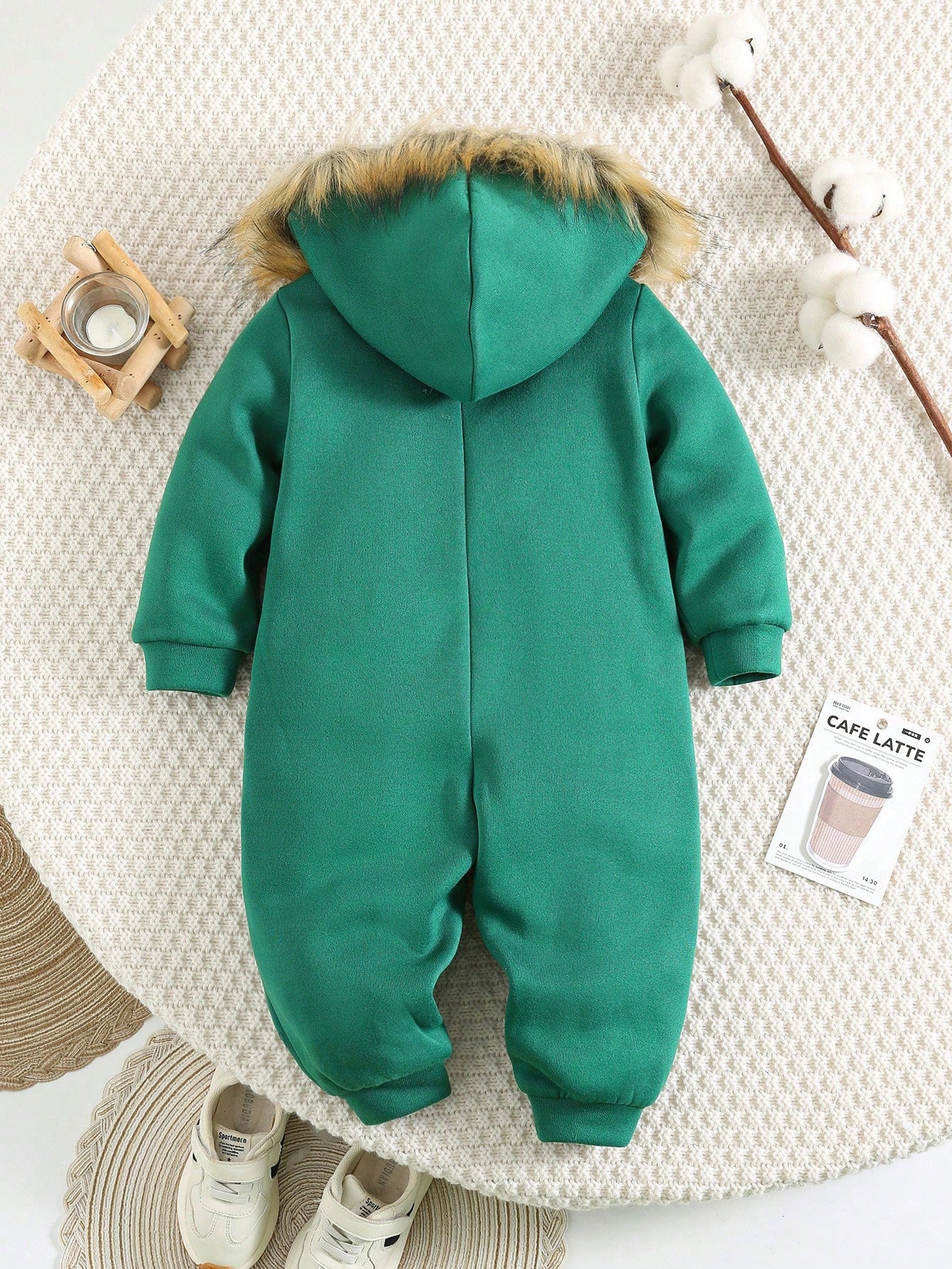 Baby Boys Casual Thermal Lined Plain Color Hoodie Jumpsuit