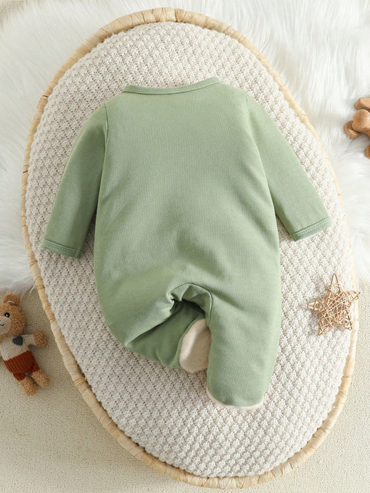 Mummy & Mee Baby Girl Bear Embroidery Long Sleeve Sleepsuit With Footies