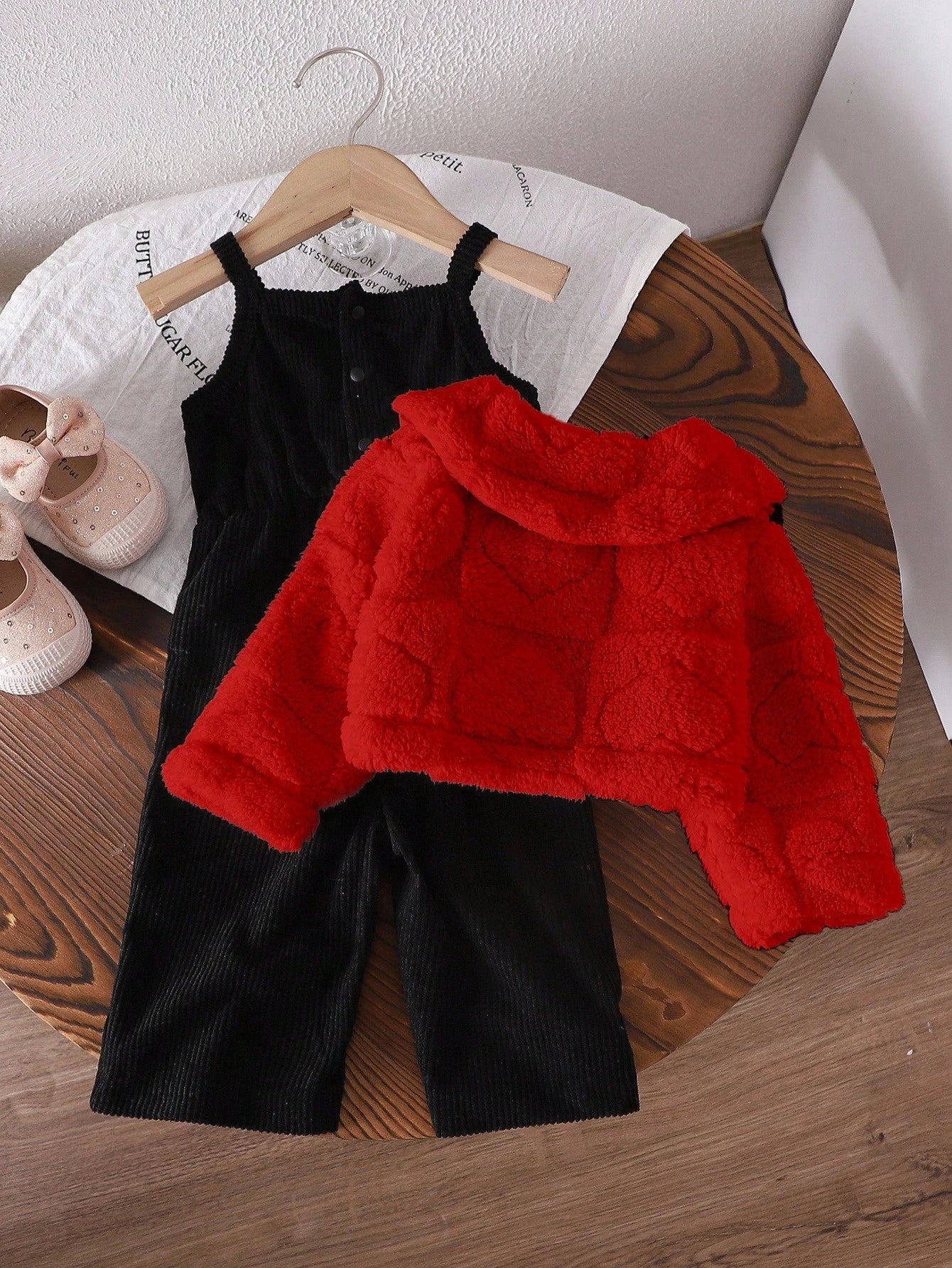 Casual Thicken Fleece Plaid Jacquard Jumpsuit Set