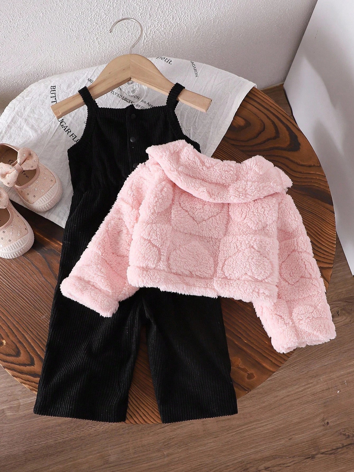 Casual Thicken Fleece Plaid Jacquard Jumpsuit Set