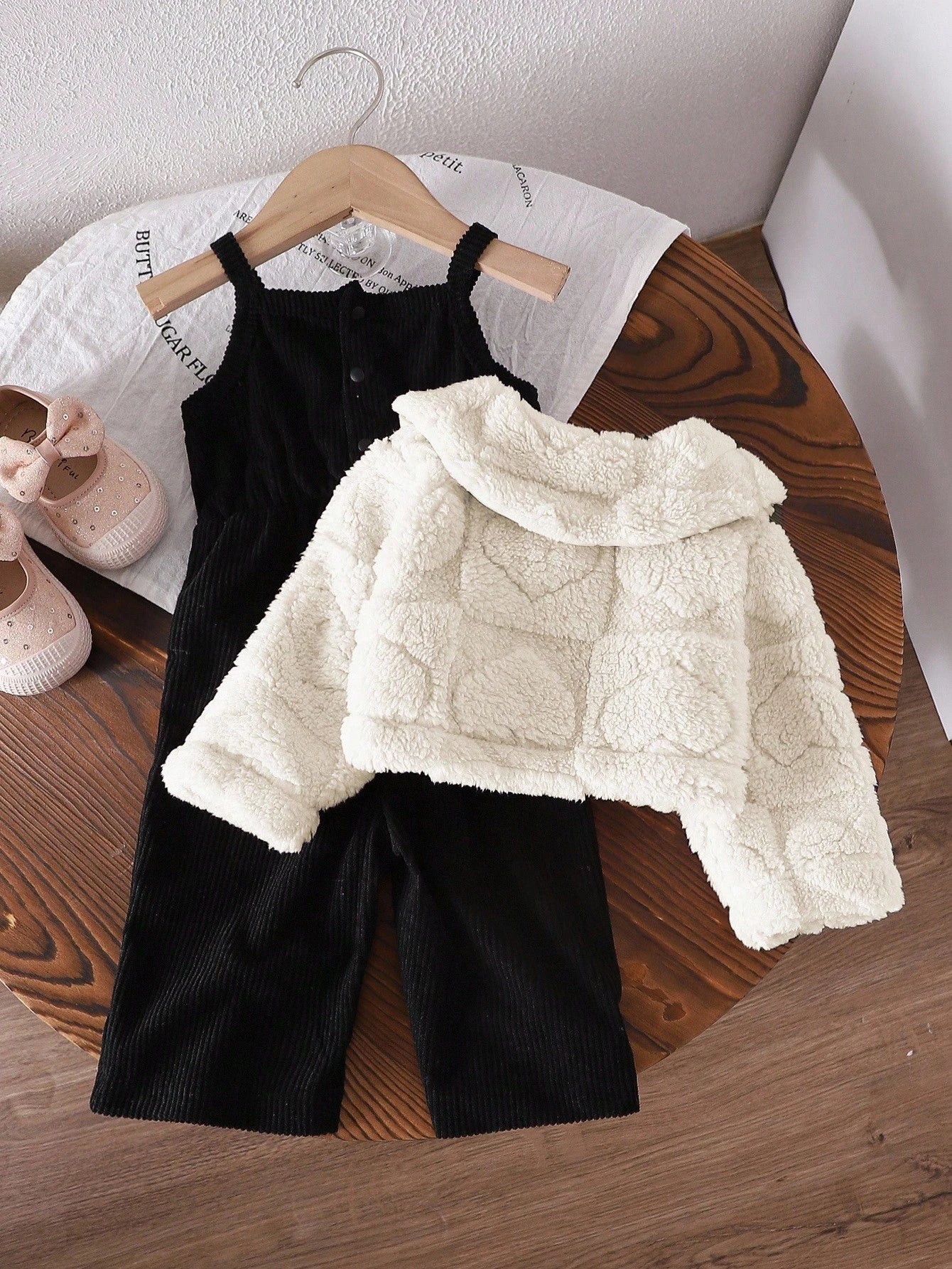 Casual Thicken Fleece Plaid Jacquard Jumpsuit Set