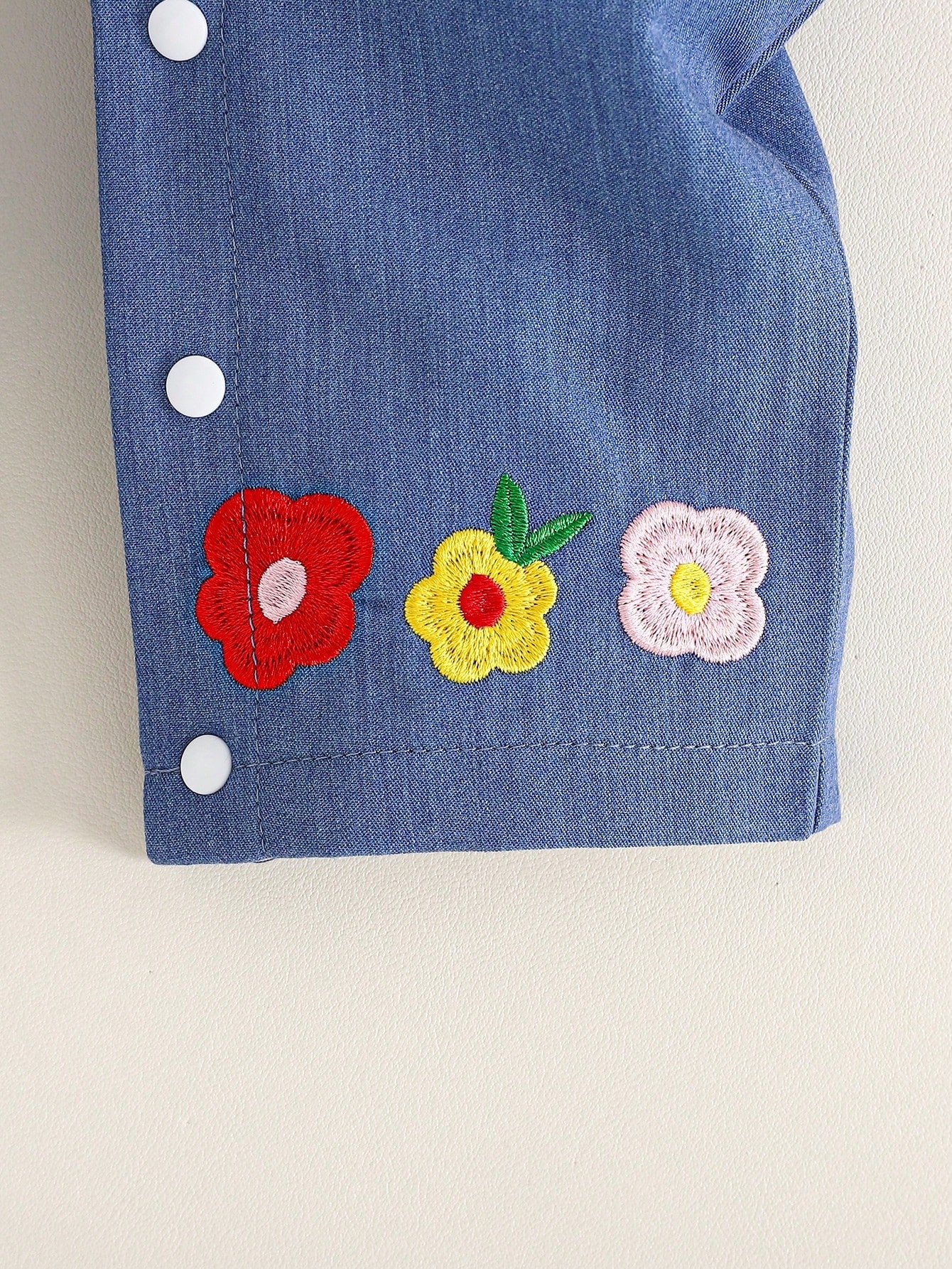 Baby Girls Toddler Floral Embroidery Sleeveless Jumpsuit With Bow Decor